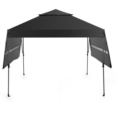Costway 10 X 17.6 Ft  Outdoor Instant Pop-Up Canopy Tent W/ Dual Half Awnings-Black