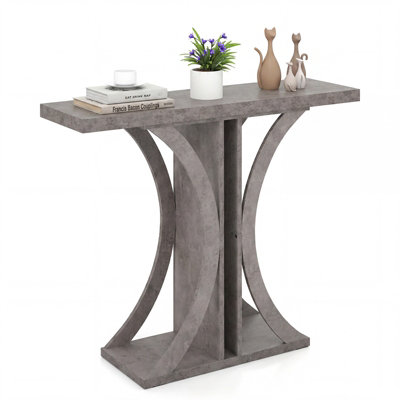 Gainoom Console Table 100Cm Rectangular Entryway Table Industrial Sofa Table Behind Couch Foyer Table Grey from B&Q