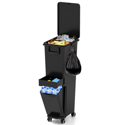 Gainoom Multifunctional Trash Can Kitchen Garbage Bin Plastic Step-On Trash Can from B&Q