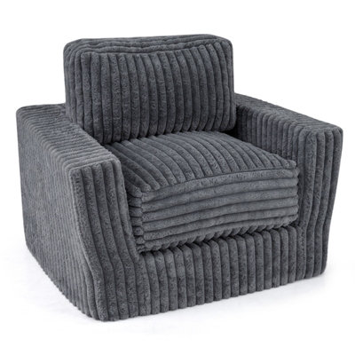 B&Q -  Single Foam Sofa Furry Boneless Couch Small Spaces Removable Cover Pillow Comfy Corduroy Armchair