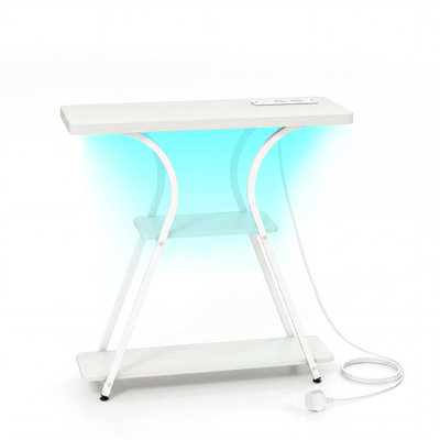 B&Q -  Console Table With Led Lights & Power Outlets 3-Tier Entryway Table Narrow Sofa Table Behind Couch Table