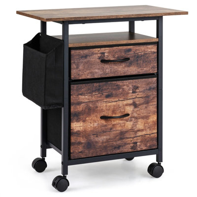 B&Q -  2-Drawer Mobile File Cabinet Rolling Printer Stand Under Desk Vertical Filing Cabinet On Wheels Storage Organizer