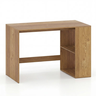 B&Q -  Writing Desk Modern Wooden Office Desk With Ample Legroom Compact Computer Workstation For Small Spaces Natural