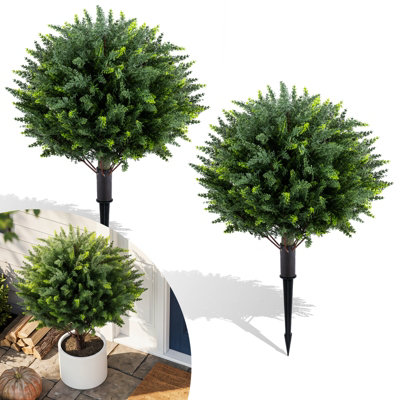 Costway 70 Cm Artificial Cypress Topiary Trees Set Of 2 Faux Topiary Bushes Shrubs from B&Q