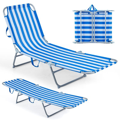 B&Q -  Foldable Sun Lounger Recliner With 4-Position Adjustable Backrest & Footrest