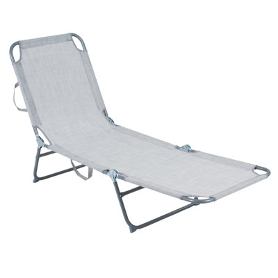 B&Q -  Foldable Sun Lounger Recliner With 4-Position Adjustable Backrest & Footrest