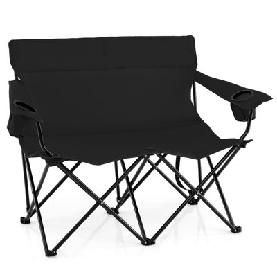 Costway Oversized Double Camping Chair 2-Person Heavy Duty Lawn Chair-Black