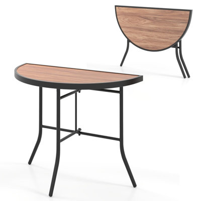 Costway Half-Round Folding Event Table Foldable Banquet Table-Brown