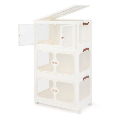 GAINOOM 159L Storage Bins Stackable Storage Containers With Lid & Wheels-White