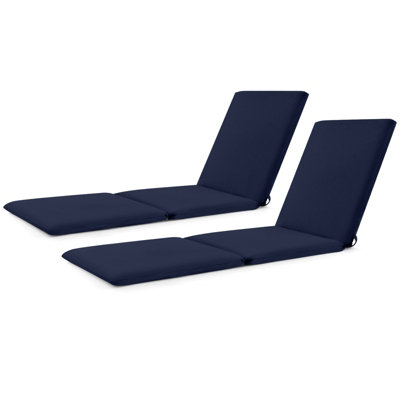 Costway 2 Pcs Chaise Lounge Cushion Tri-Fold Lounger Pad 182 X 59 Cm-Blue