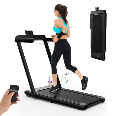 Costway 2.25Hp Foldable Treadmill 3 In 1 Walking Pad Under Desk Treadmill-Black
