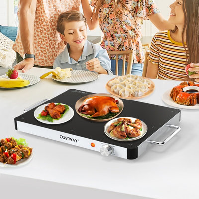 Costway Tempered Glass Food Warmer Electric Warming Tray With 40 X 30Cm Surface