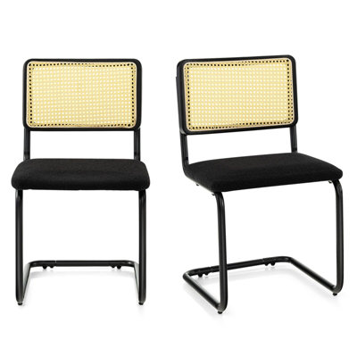 Gainoom Set Of 2 Rattan Bar Stools Upholstered Counter Height Chair Kitchen Dining Stool