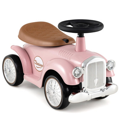 Costway Kids Ride On Push Car Vintage Style Foot-To-Floor Sliding Car With Squeeze Horn