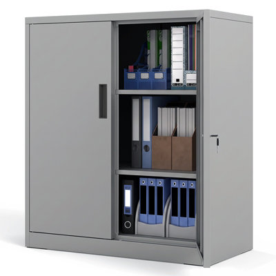 B&Q -  Metal Tool Cabinet File Pantry Cabinet With 2 Lockable Doors
