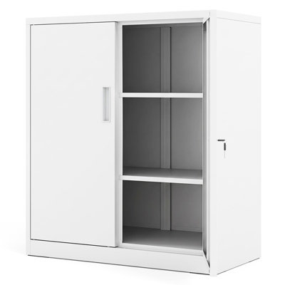 B&Q -  Metal Tool Cabinet File Pantry Cabinet With 2 Lockable Doors