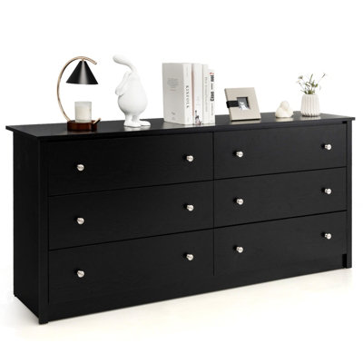 Costway Unisex Black Freestanding Storage Cabinet Modern Floor Cabinet With Drawers In Size 6 - Image 3