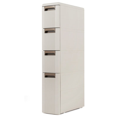 B&Q -  Slim Rolling Cart With Removable Dividers Plastic Organizer For Bathroom