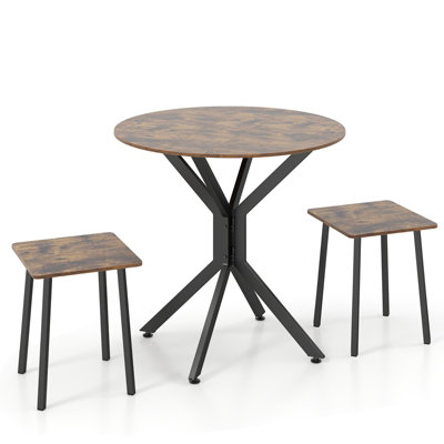 GAINOOM 3 Pieces Drop Leaf Dining Set Brown