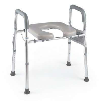 B&Q -  Raised Toilet Seat With Handles Toilet Seat Riser For Seniors Padded Arms