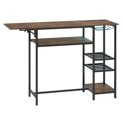 Gainoom Counter Height Bar Table With Rgb Led Lights Rectangular Pub Table