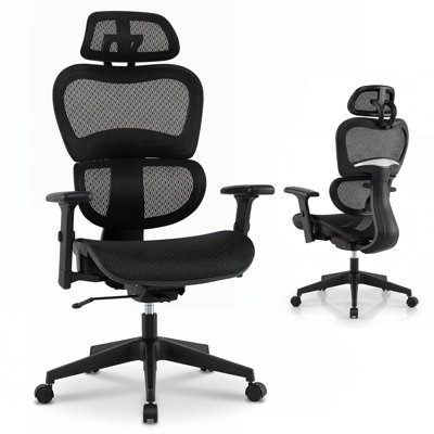 Costway Ergonomic Mesh Office Chair Executive Chair With Lumbar Support Adjustable Headrest & Armrests Black