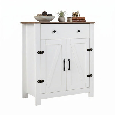 Costway Unisex White 80 Cm Sideboard Buffet With 5-Tier Shelves & Drawer In Large - Image 2
