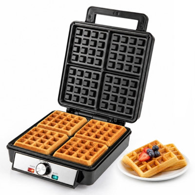 B&Q -  1200W Waffle Iron With Browning Knob For Family Breakfast