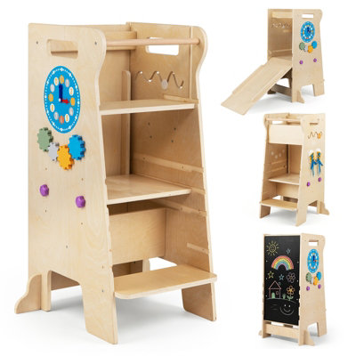 B&Q -  Kids Kitchen Step Stool Helper With Adjustable Height & Removable Safety Board