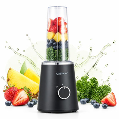 Costway Single Serve Blender 4 Stainless Steel Blades 3 Speed For Smoothies Dressings Milkshakes Easy Cleaning