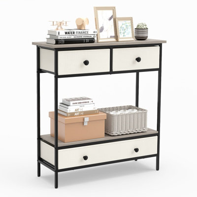 B&Q -  Console Table With Drawers Industrial Entryway Table Rustic Behind Couch Table