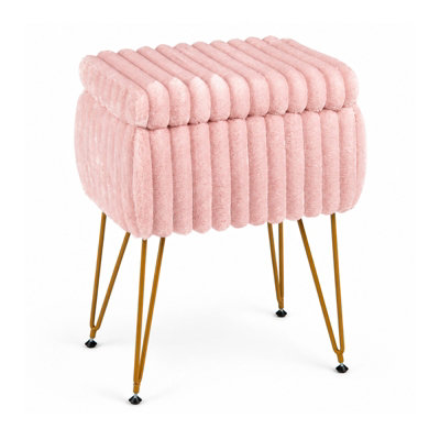 B&Q -  Faux Fur Upholstered Ottoman With Storage & Reversible Lid