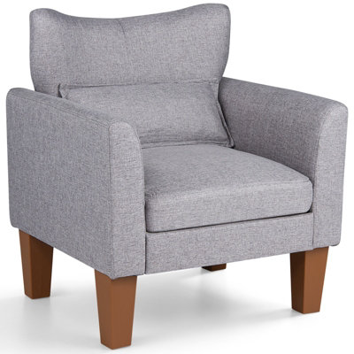 B&Q -  Upholstered Armchair Strong Support Legs Comfy Single Sofa Reading Chair For Living Room Bedroom Office Apartment