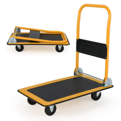 Gainoom Folding Push Cart Dolly Rolling Flatbed Cart For Loading W/ Swivel Wheels & 150Kg Weight Capacity