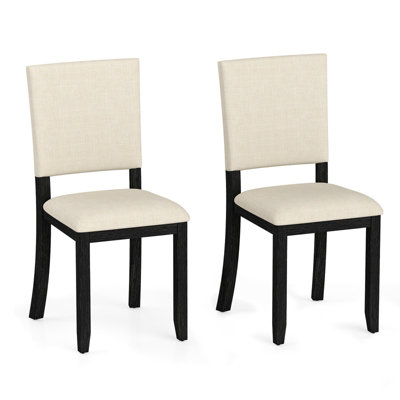 Costway Upholstered Dining Chairs Set Of 2 Armless Kitchen Chairs-Beige