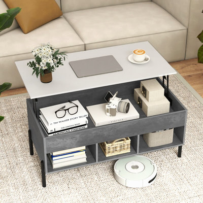 Costway Lift Top Coffee Table For Living Room Central Cocktail Table-Grey