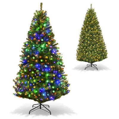 Costway 6 Ft Pre-Lit Artificial Christmas Tree W/ 350 Warm White-Green