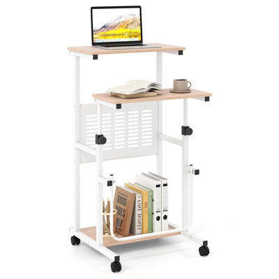 Gainoom Adjustable Computer Desk 2-In-1 Office Desk W/ Height Adjustable Desktop