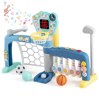 Gainoom 5 In 1 Toddler Sports Toy Kids Activity Center W/ Adjustable Basketball Hoop