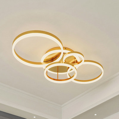 79W Classic Dimmable Gold 5 Ring Ceiling Light with Remote Control