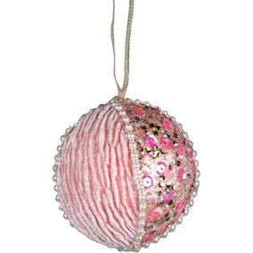 7cm Bauble Baby Pink - Christmas Hanging Decoration