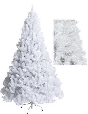 7ft (1000 Tips) Artificial Christmas Tree Xmas Pine Tree with Metal Stand White