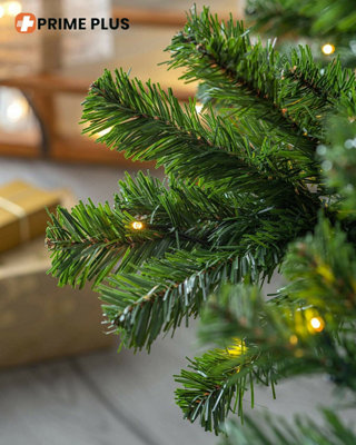 7ft(1000 Tips) Pre-lit Christmas Tree With Metal Stand & 350 LED lights Xmas Decor Green