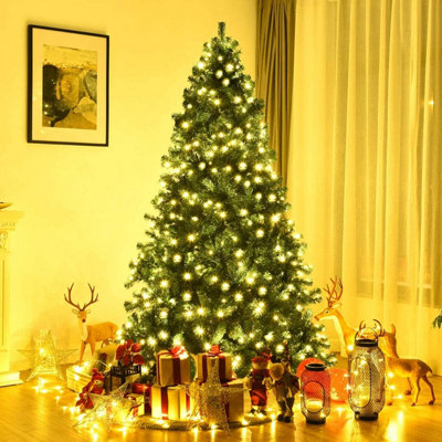 7ft(1000 Tips) Pre-lit Christmas Tree With Metal Stand & 350 LED lights Xmas Decor Green - 4