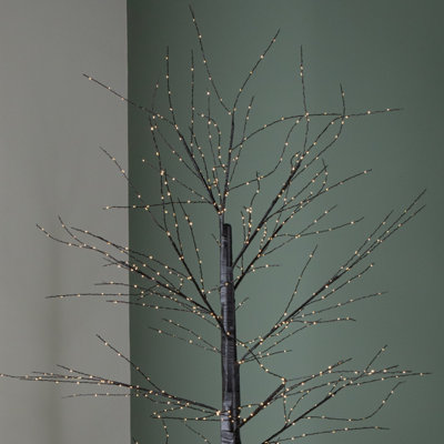 7FT (2.10M) TALL LIGHT UP BLACK MICRO DOT CHRISTMAS TREE WITH 1600 WARM ...