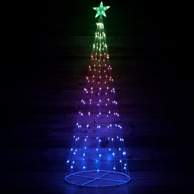 7ft (2.1m) Christmas Cone Tree with 166 Colour Changing LEDs and Remote ...