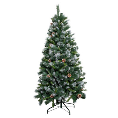 7ft (2.1m) Frosted Glacier Pine Snow Tipped Christmas Tree with ...