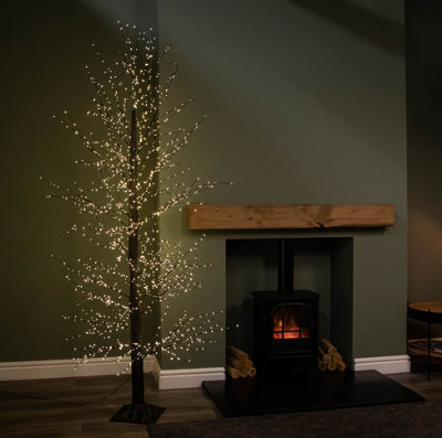 7ft (2.1m) Light up Black Micro Dot Christmas Tree with 1700 Static ...