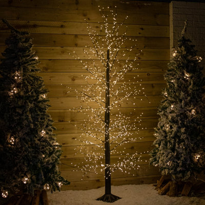 7ft (2.1m) Light up Black Micro Dot Christmas Tree with 1700 Static ...