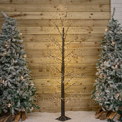 7ft (2.1m) Light up Black Micro Dot Christmas Tree with 1700 Static ...